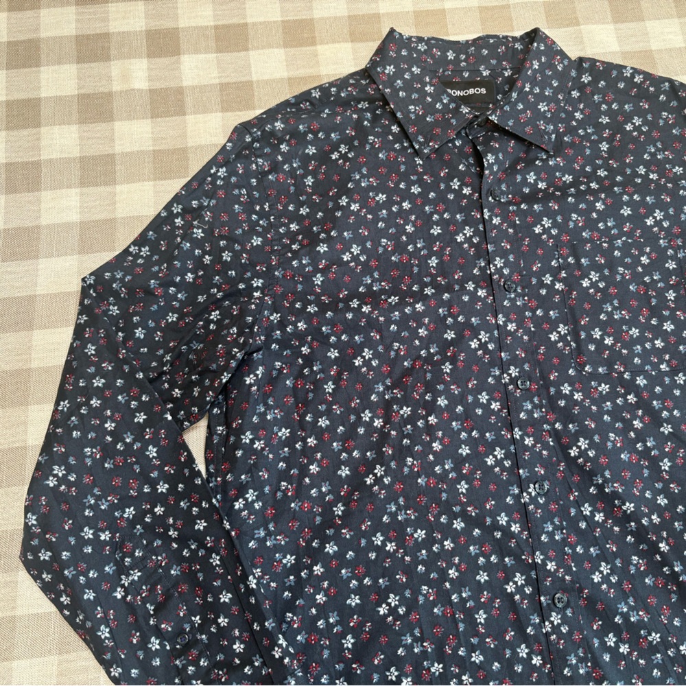 Bonobos Navy Floral Button Down Shirt - Picture 4 of 7
